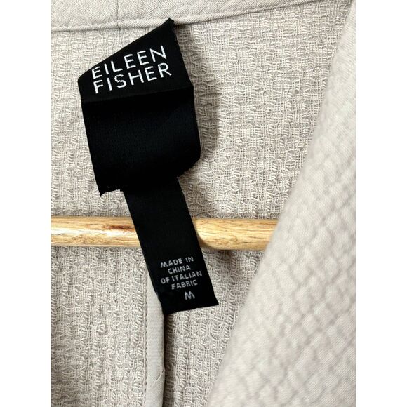 Eileen Fisher Blazer Jacket Size Medium pockets Neutral Minimalist Cotton N34 - Picture 9 of 15